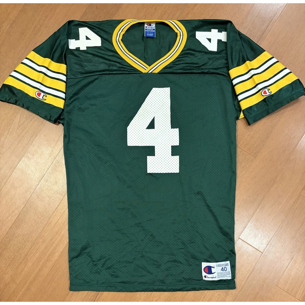Vintage Champion Green Bay Packers Brett Favre Jersey Mens 40 Green Short Sleeve